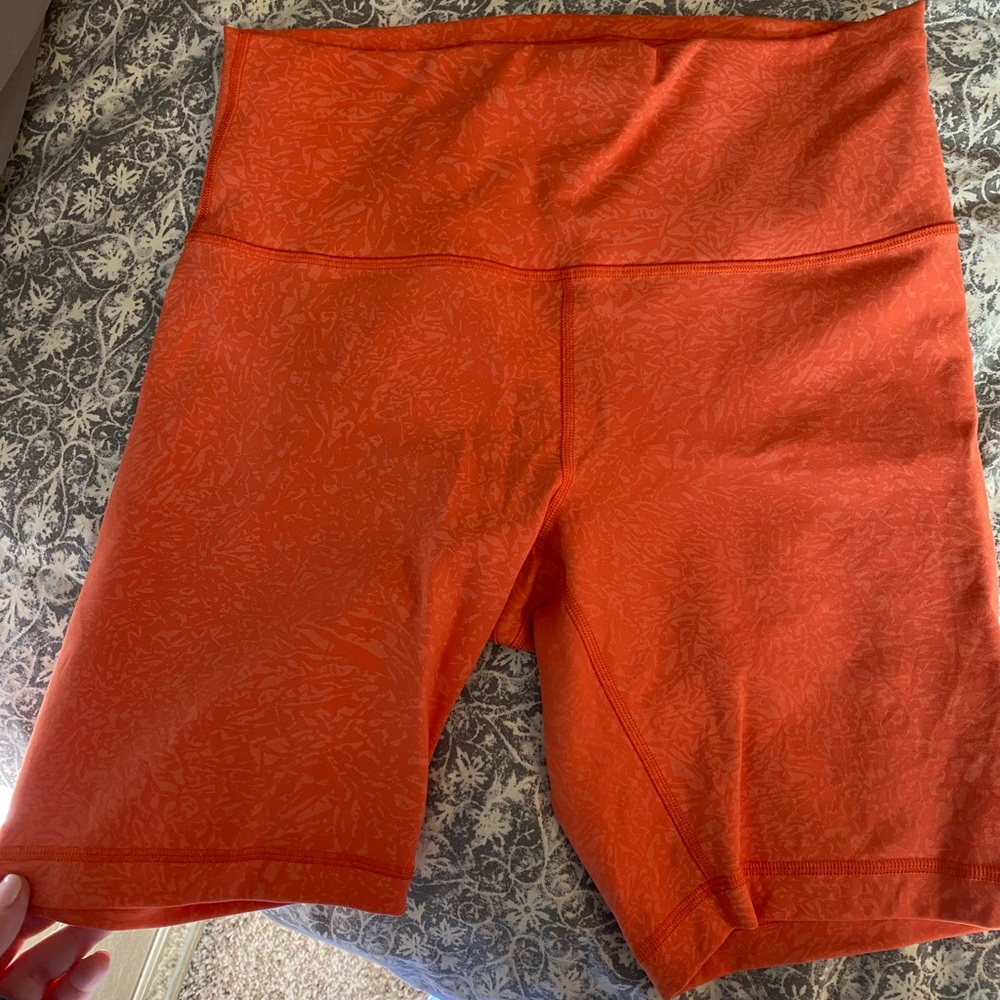Lululemon bike shorts - orange pattern